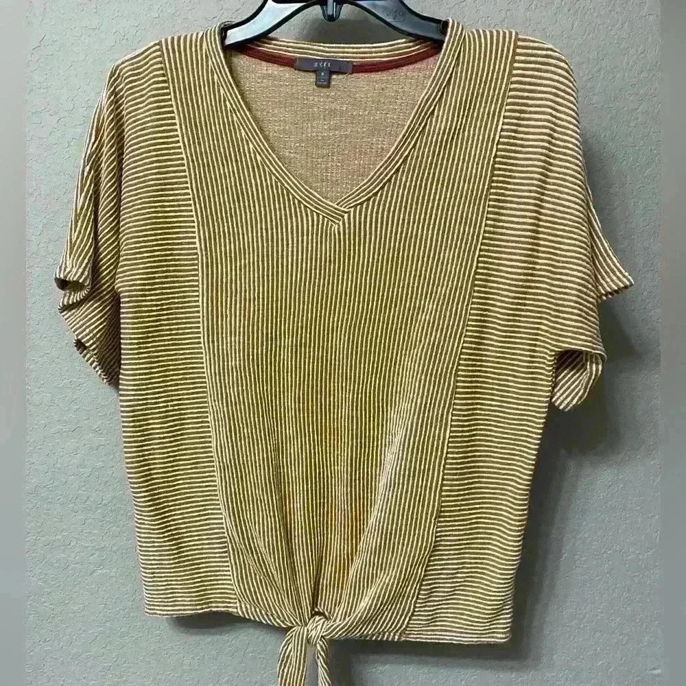 Gyft Gold / Mustard Yellow & White Striped Tie Top
